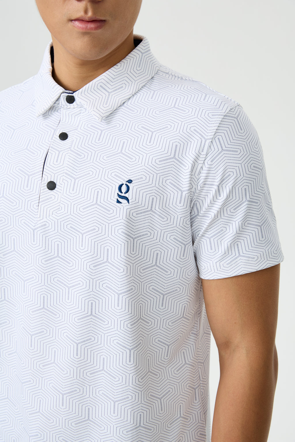Men's White Geo Polo