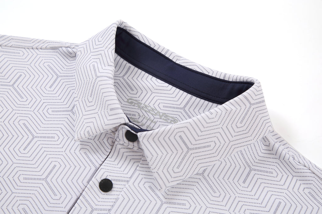 Men's White Geo Polo
