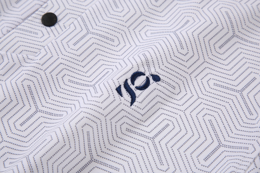 Men's White Geo Polo