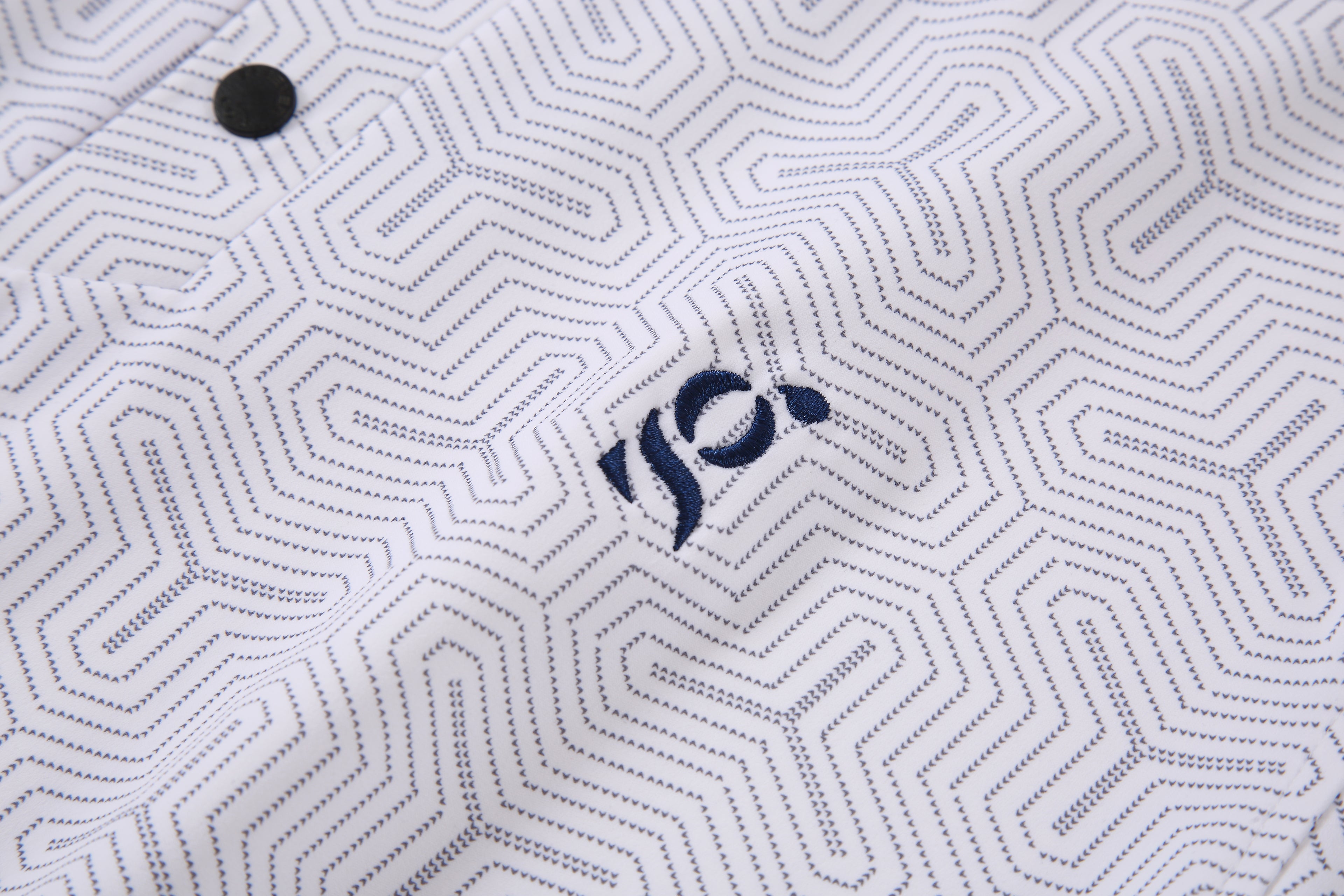 Men's White Geo Polo