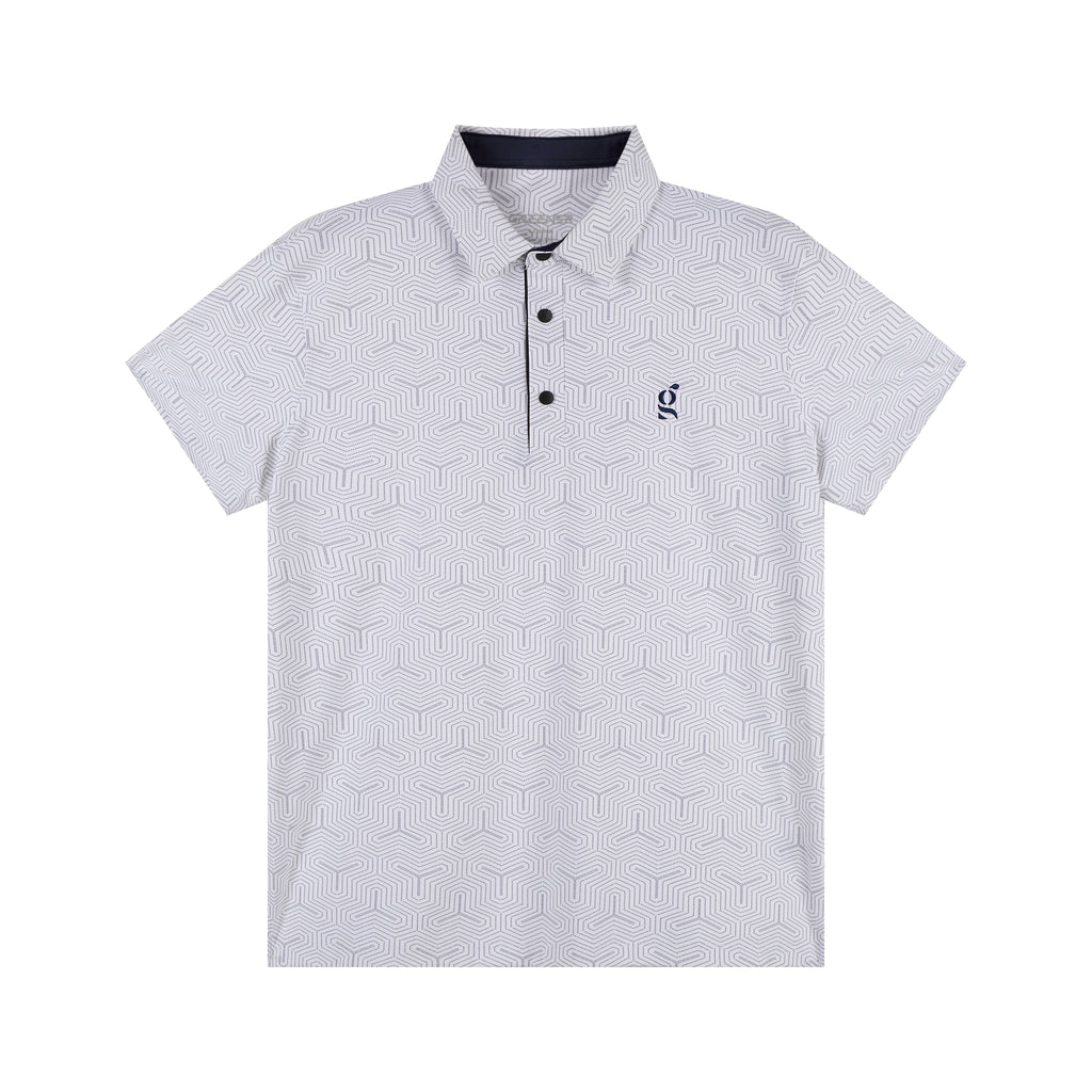 Men's White Geo Polo