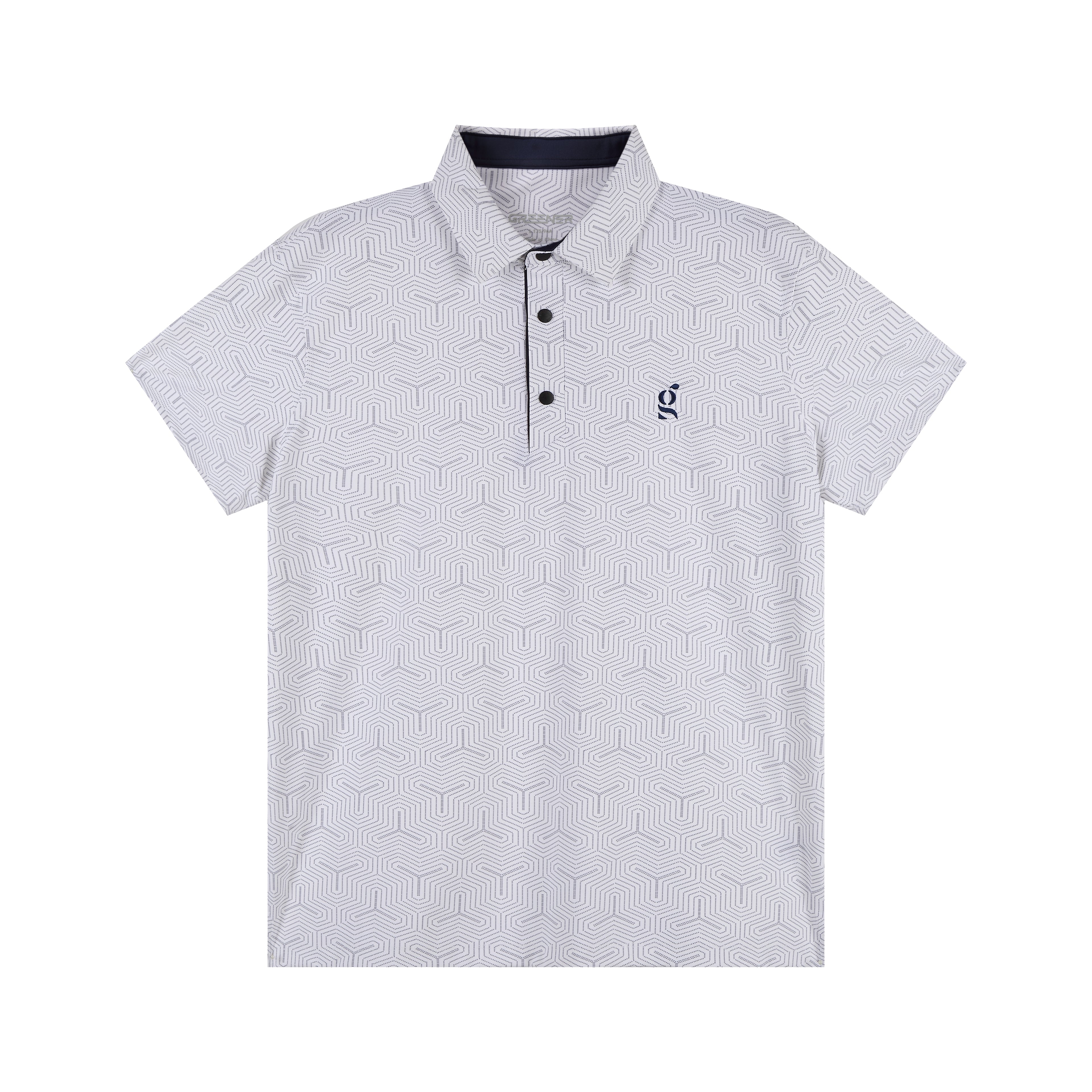 Men's White Geo Polo